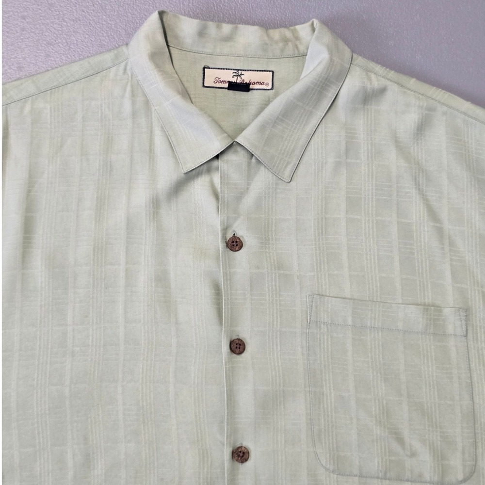 Tommy Bahama 100% Silk Button Up Shirt Mens XL Green Short Sleeve Camp Casual - Picture 6 of 11
